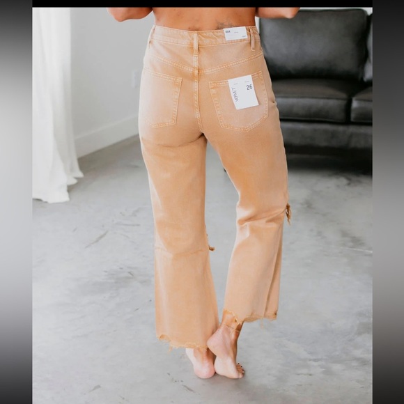 VERVET BY FLYING MONKEY High Rise Distressed Tan Jeans - Picture 2 of 15